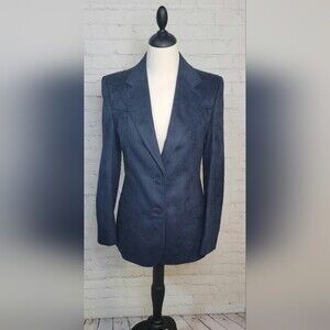 Vintage Ms. Prestige West Prestige Navy Blazer Sz 10L Western Equestrian USA